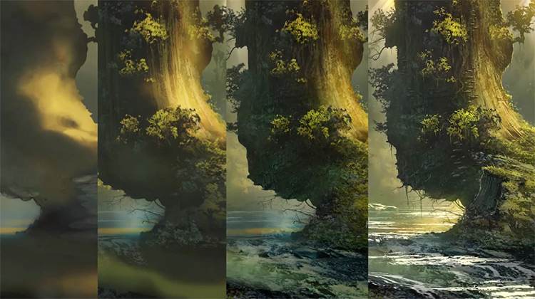 Concept art digital painting studio preview environment