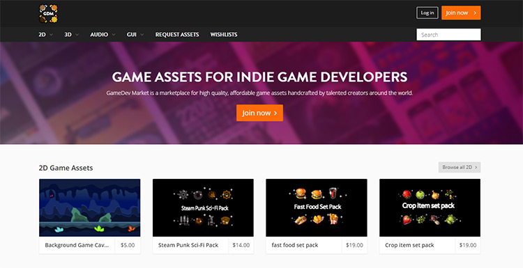 سوق أصول Gamedev Market عبر الإنترنت