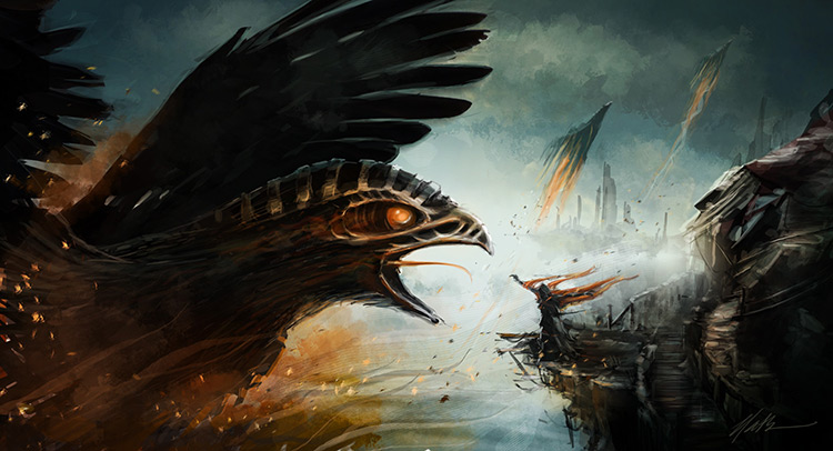 phoenix bird fantasy illustration art