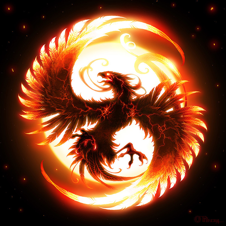 phoenix screaming fantasy bird illustration art