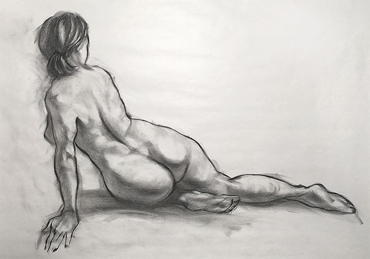 Richard Smitheman figure drawing girl from behind. process video. 