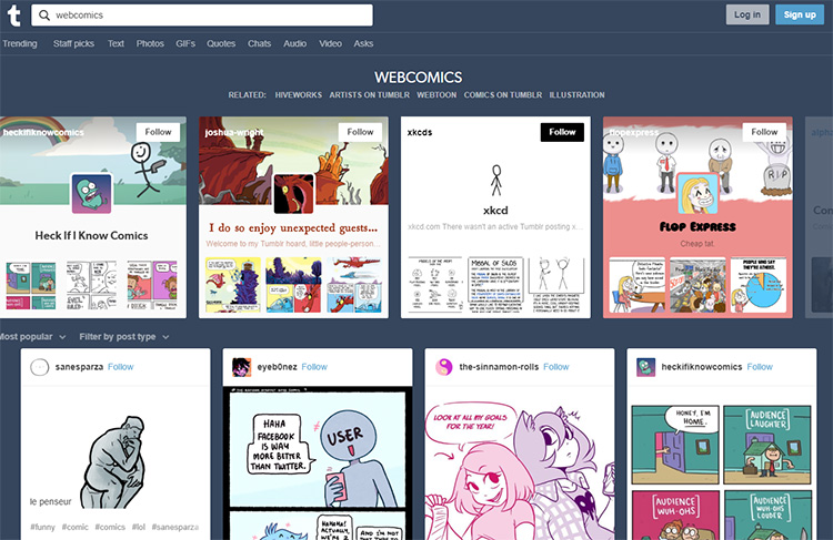 Tumblr homepage