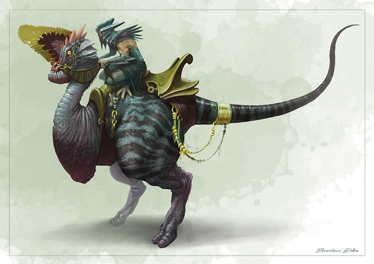 alien fantasy creature rider mount art concept