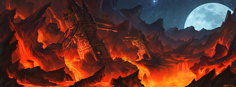 Fiery Volcano Environment Concept Art Gallery