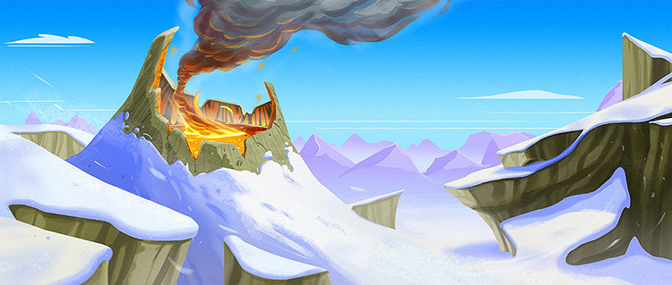 volcano lava mounts snow concept art