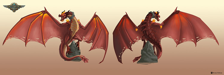 dragon character battle sky art concept