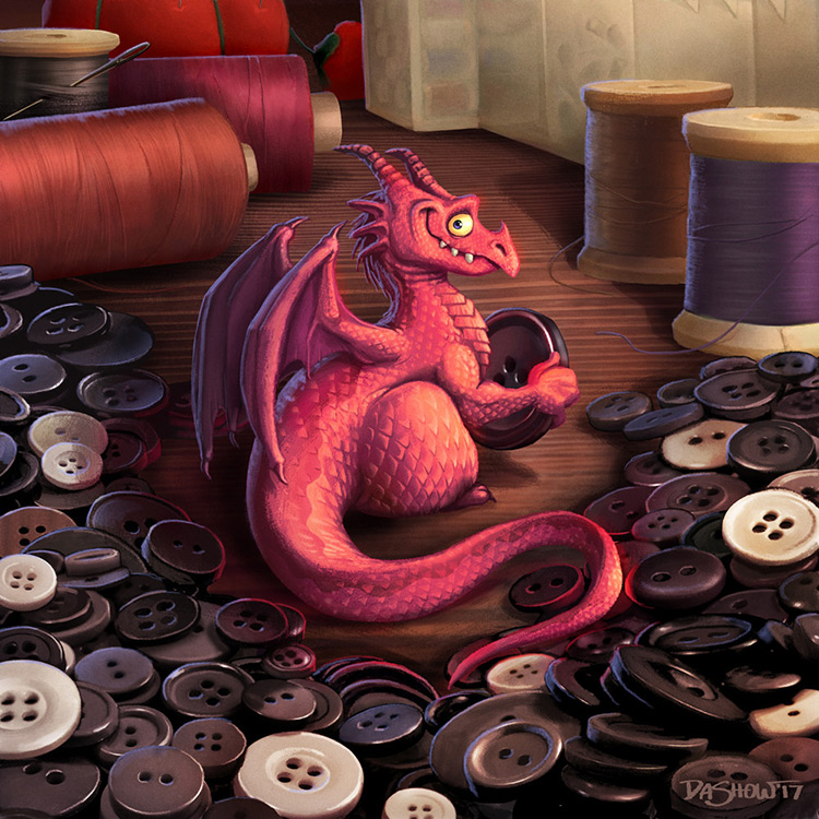 tiny dragon creature buttons hoard art