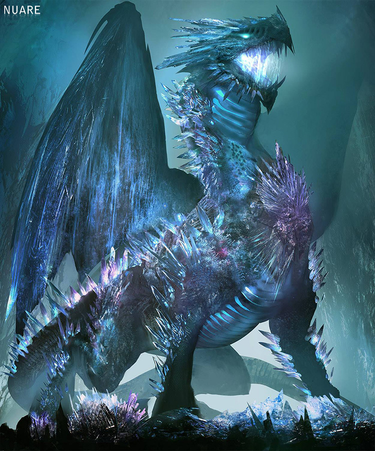 dragon ice creature monster dark fantasy art