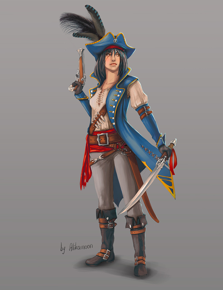 pirate captain female character concept art