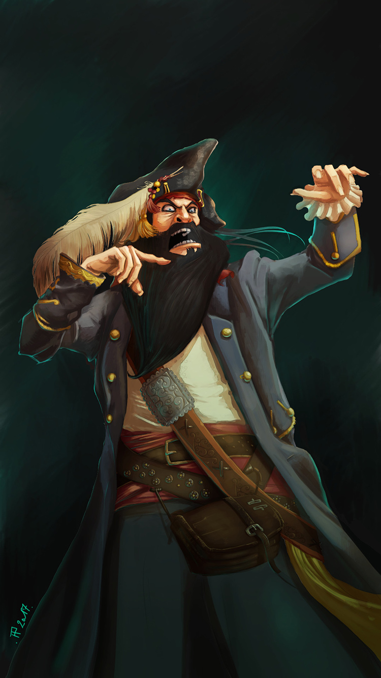 pirate blackbeard character design art illustration