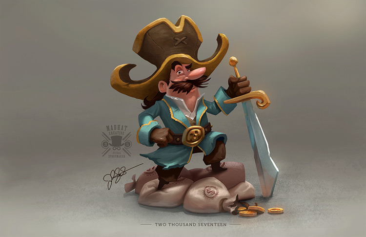 pirate moustaches sword treasure character art