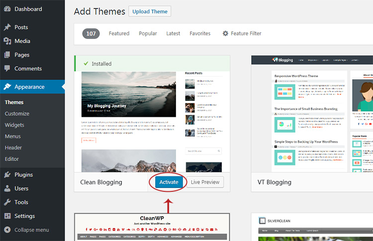 Clean Blogging active theme demo