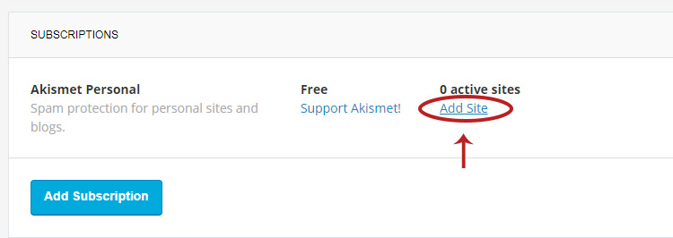 Add new site into akismet