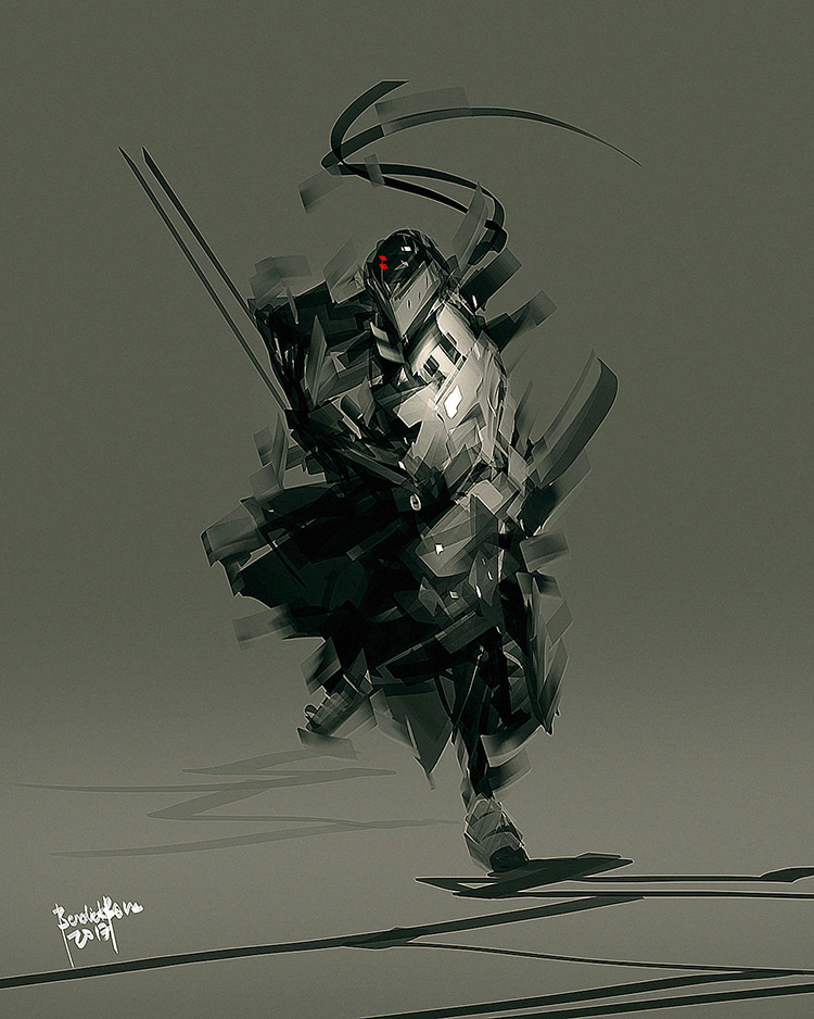 ninja speed katana fantasy character design art