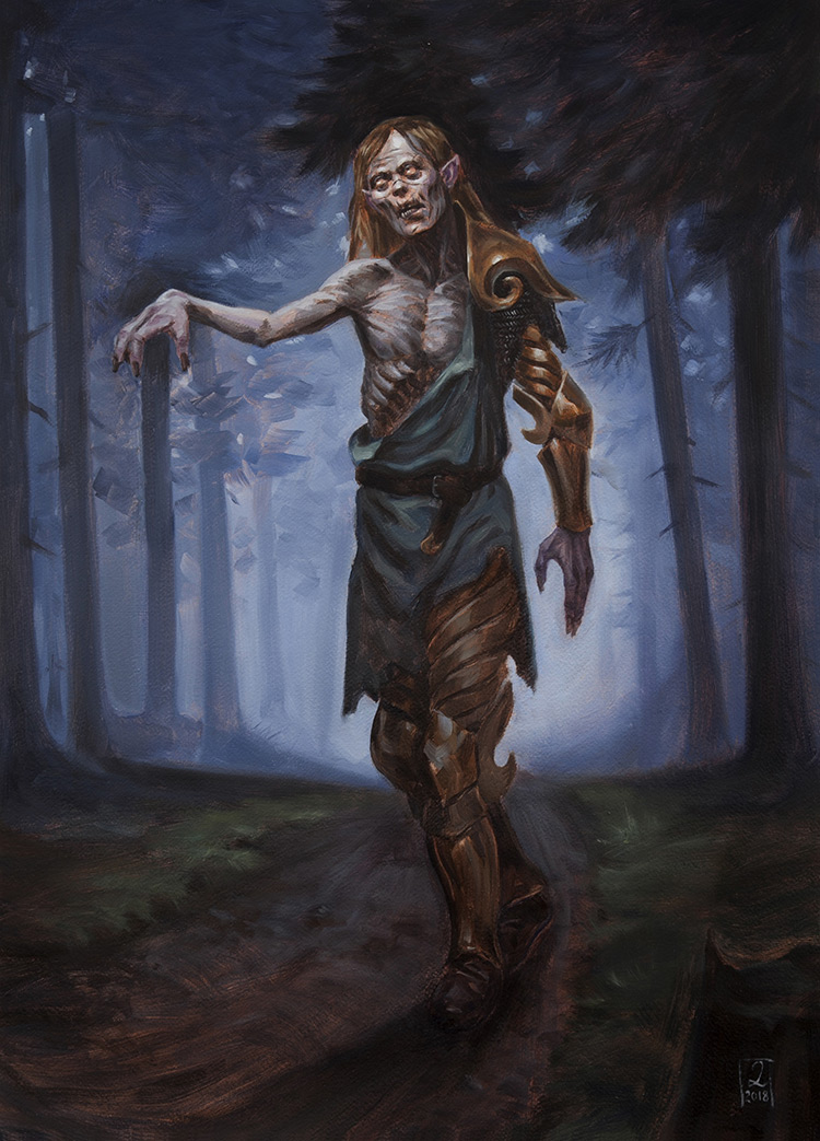 zombie macabre elf character forest concept art