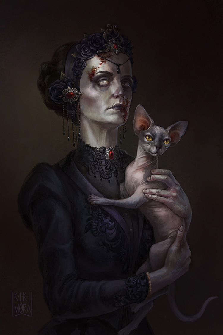 zombie countess female portrait art illustration