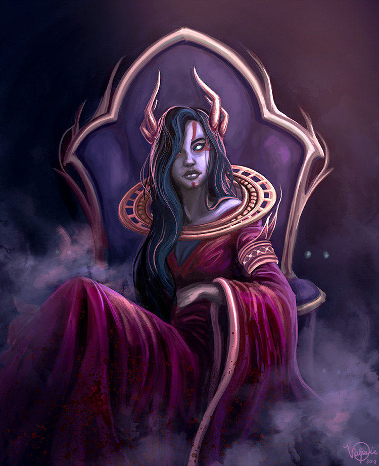 zombie witch blood queen female charcter art illustration