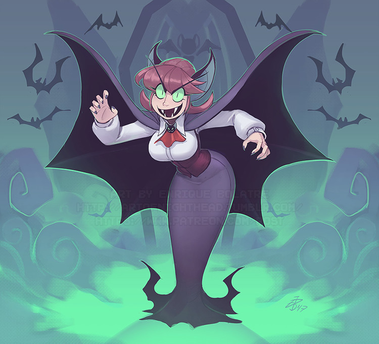 vampire girl character concept art illustration
