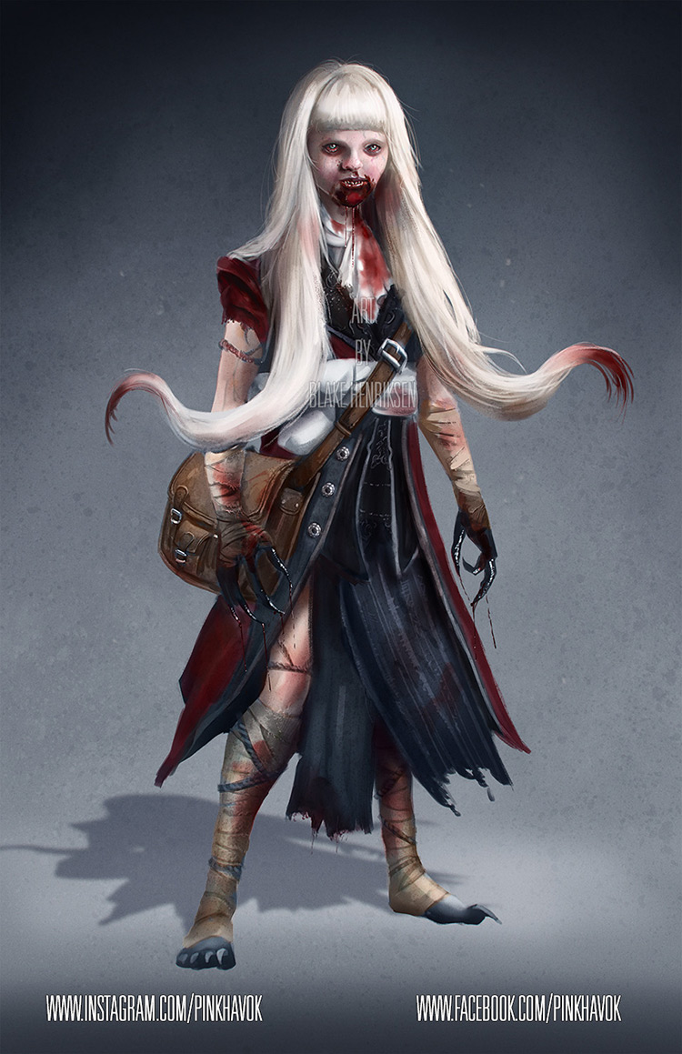 vampire girl blood creature character art illustration