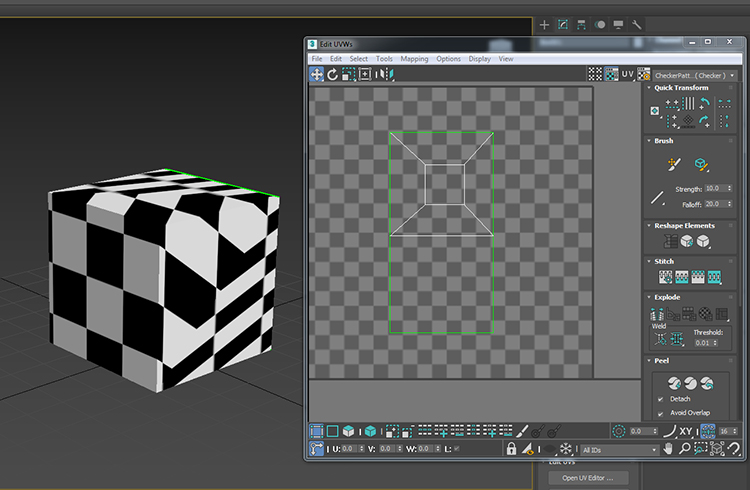 Distorted example of UV map box