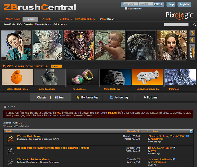 ZBrush Central website