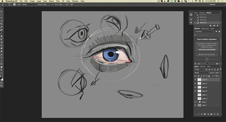 Digitally painting an eye in photoshop