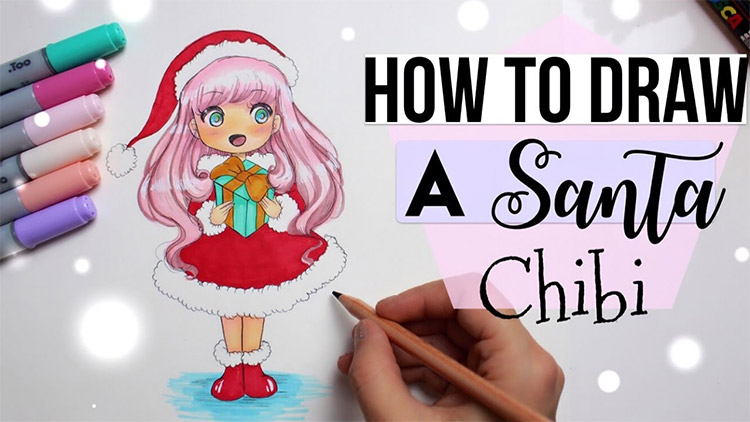 How to Draw a Chibi Outline Drawing + Easy Cute Sketch Chibi Girl Character  - YouTube