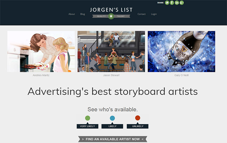 Jorgens List Storyboarding Talent Website