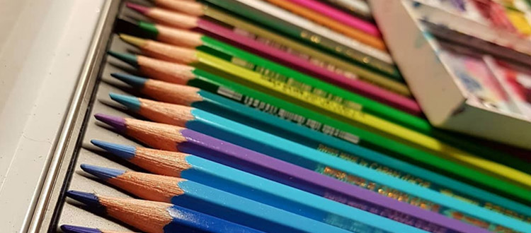 Colorful watercolor pencil set