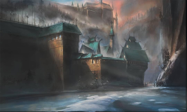 Environment dark castle painting