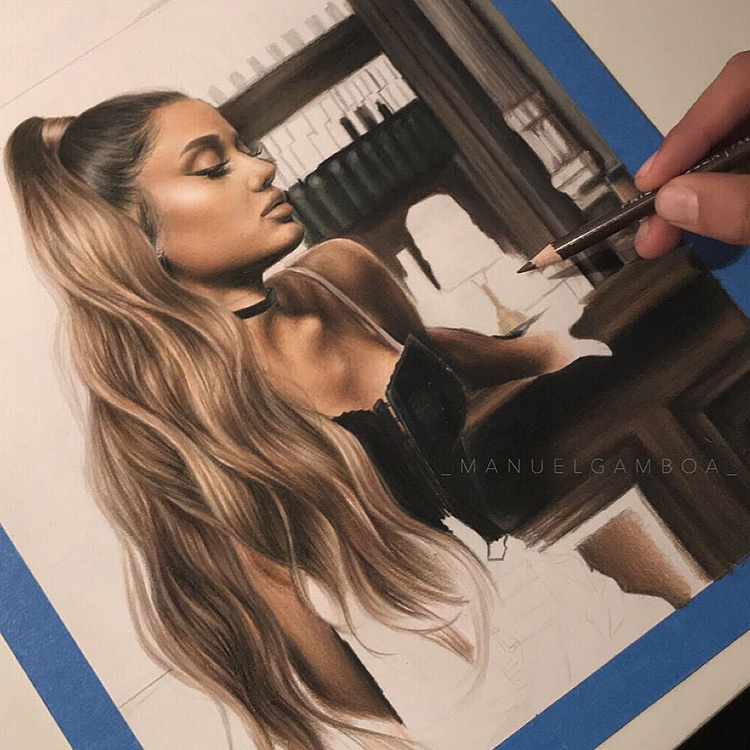 Fullsize Ariana Grande hyperrealism drawing