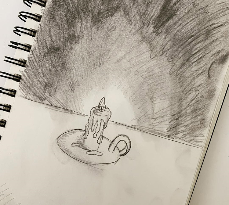 Drawing of a lit candle
