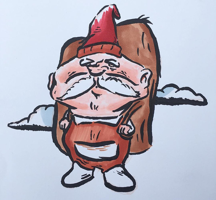Colored pencil drawing of gnome