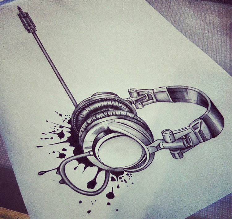 Drawing of headphones