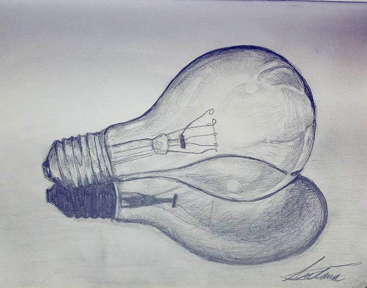 lightbulb drawing pencil