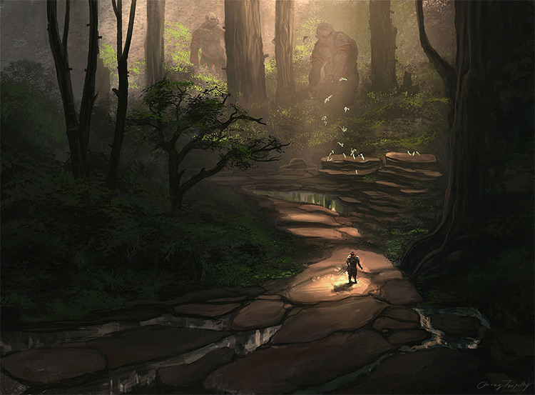 forest trolls path environment art