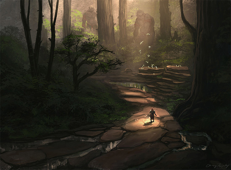 Introdução aos Reinos 30-forest-path-rocks-concept-art