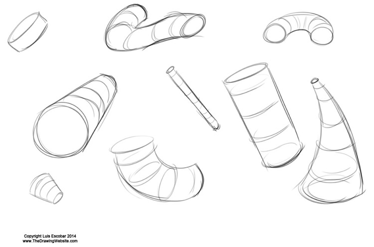 练习草图圆柱体形式艺术品