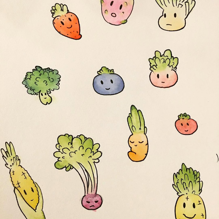 Fun colorful veggie illustrations