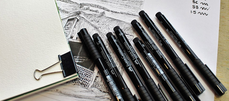 Dark ink art pens