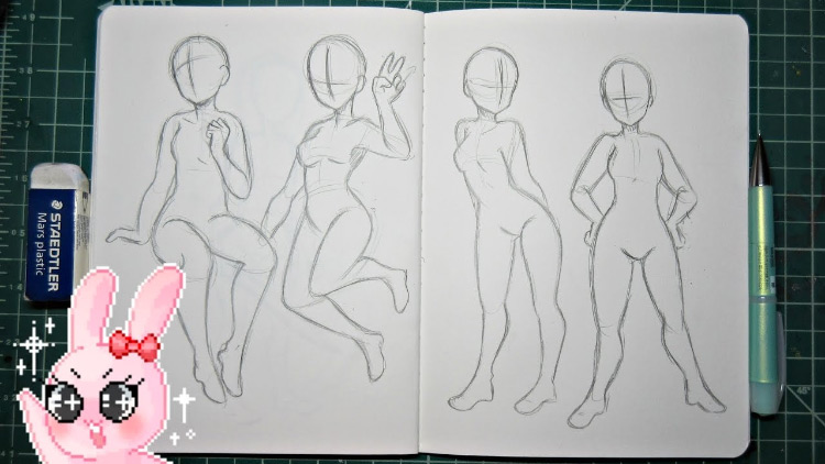 Anime Action Poses - Anime female sai pose