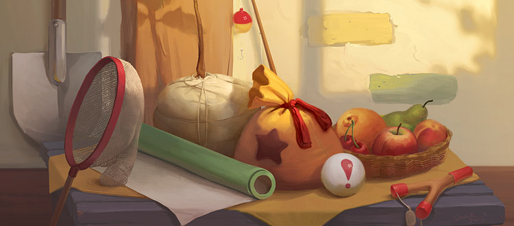 Animal Crossing still life painting