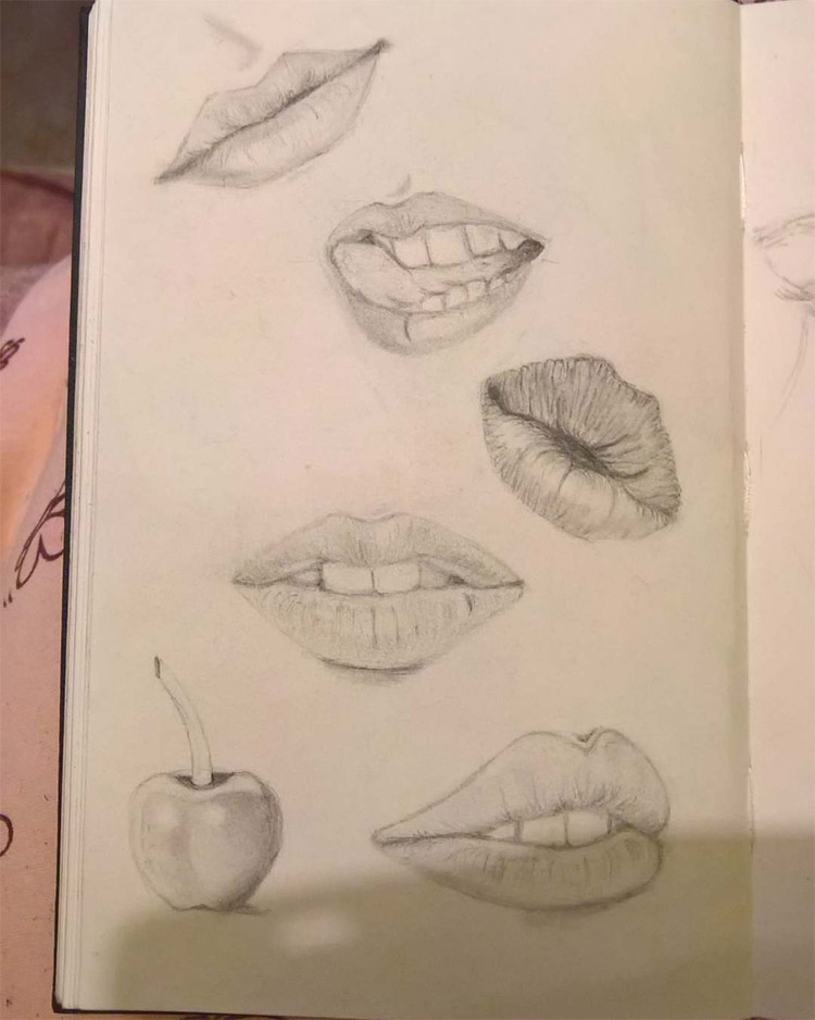 Sketchbook of lips