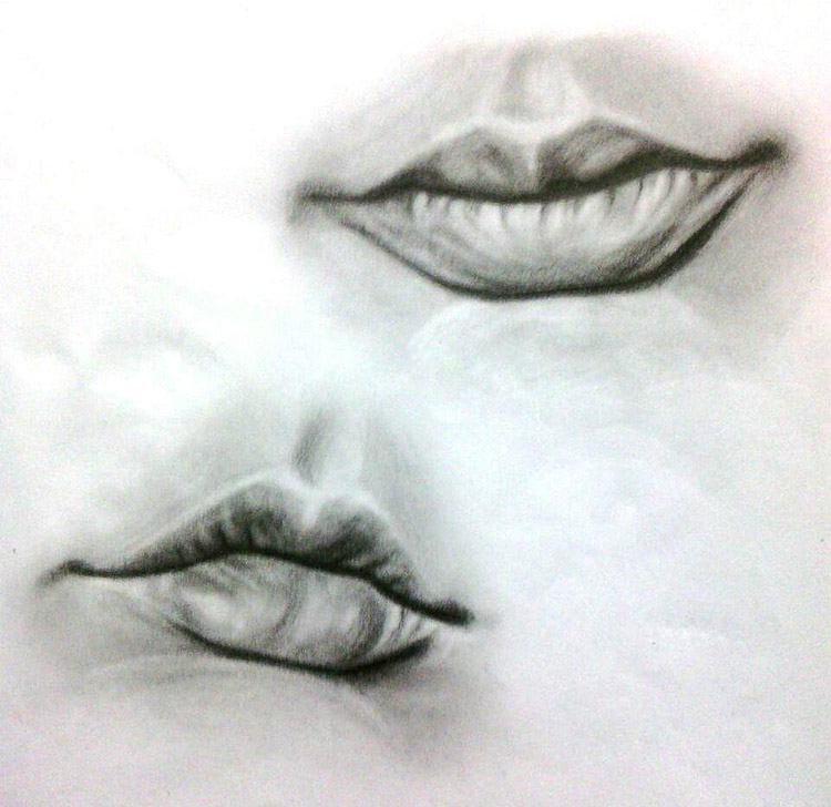 Realist drawings of lips