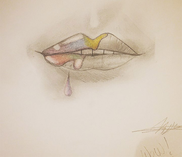 Rainbow lips drawing