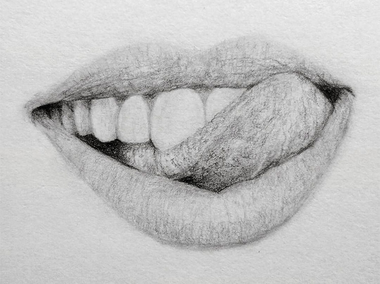 Full mouth and tongue drawing