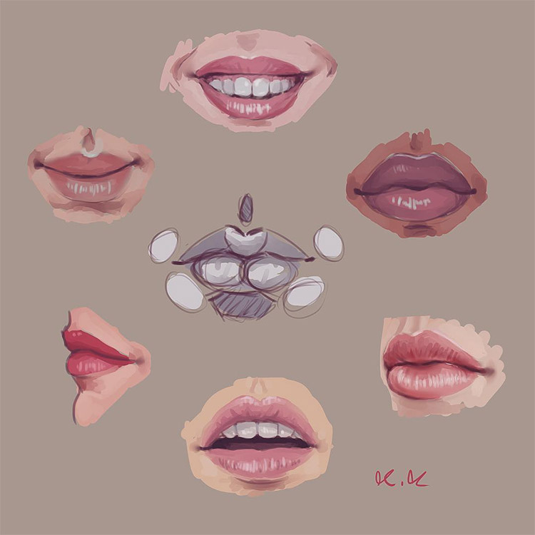 Digital paintings of lips
