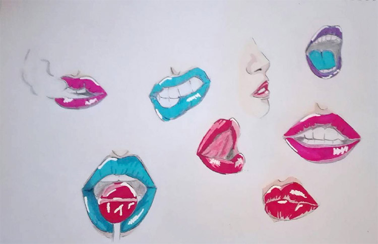 Colorful lips on the page