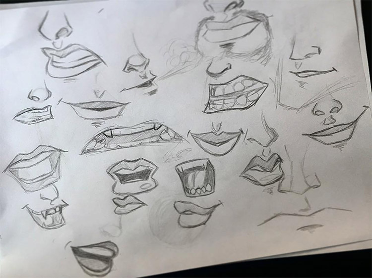 100 Drawings Of Lips Mouths Teeth