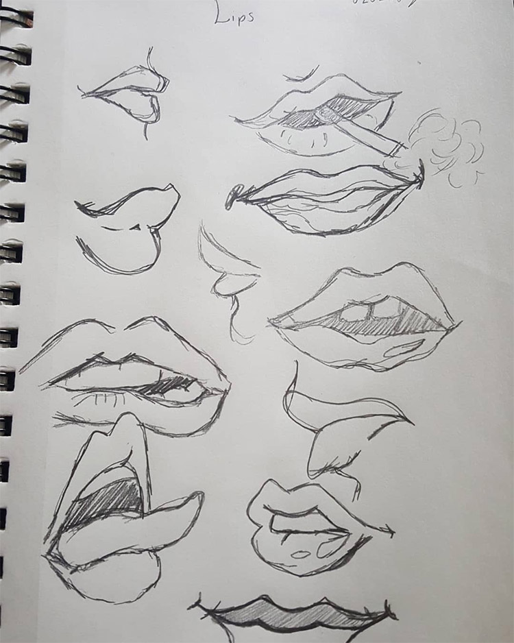 Sketchbook doodles with lips